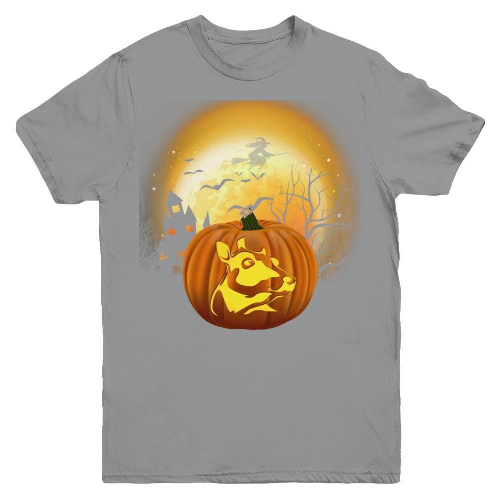 Pumpkin Cow Halloween Human Costume Youth-Youth Shirt-Youth T-Shirt-Sport Grey