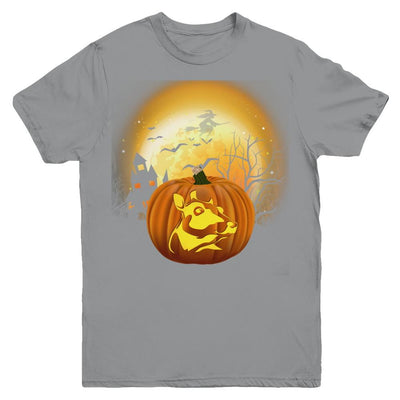 Pumpkin Cow Halloween Human Costume Youth-Youth Shirt-Youth T-Shirt-Sport Grey