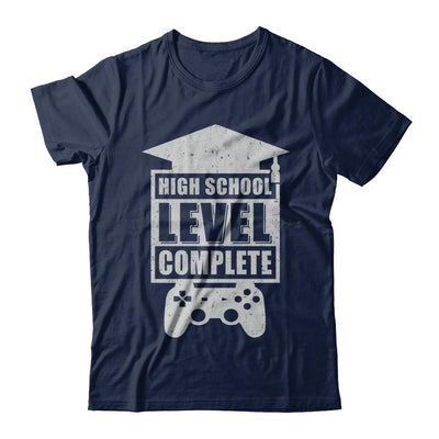 High School Level Complete Graduation Video Gamer-T-Shirt & Hoodie-Classic T-Shirt-Navy