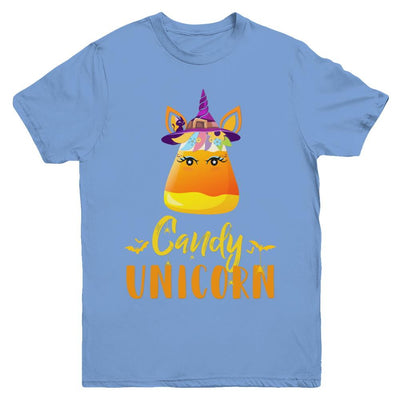 Candy Corn Unicorn Halloween Unicorn For Girls Youth-Youth Shirt-Youth T-Shirt-Carolina Blue
