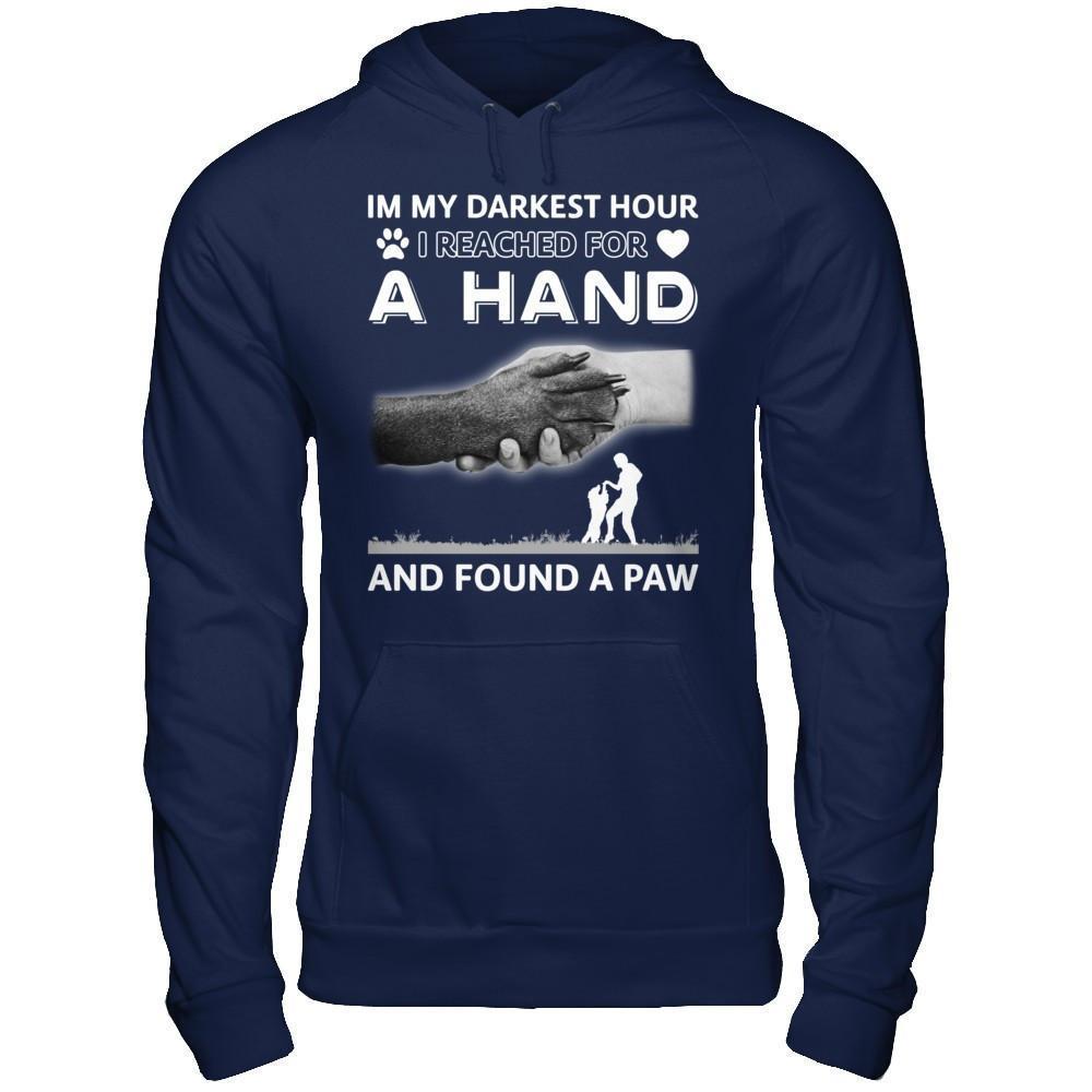 In My Darkest Hour I Reached For A Hand And Found A Paw-T-Shirt & Hoodie-Pullover Hoodie-Navy