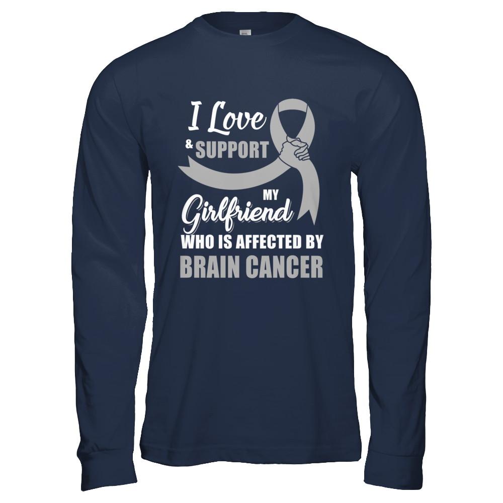 Brain Cancer Awareness Support Grey Girlfriend Boyfriend-T-Shirt & Hoodie-Long Sleeve T-Shirt-Navy
