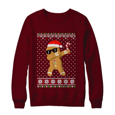 Dabbing Gingerbread Man Ugly Christmas Sweater-T-Shirt & Sweatshirt-Crewneck Sweatshirt-Maroon