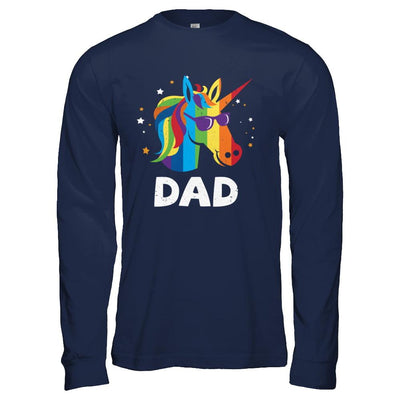 LGBT Pride Lesbian Gay Proud Dad Unicorn-T-Shirt & Hoodie-Long Sleeve T-Shirt-Navy