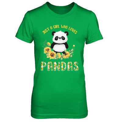 Just A Girl Who Loves Pandas And Sunflowers-T-Shirt & Hoodie-Women's T-Shirt-Irish Green