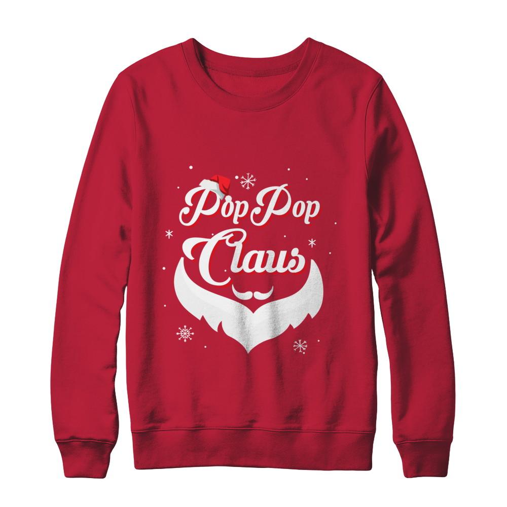 Santa Beard Matching Christmas Pajamas Poppop Claus-T-Shirt & Sweatshirt-Crewneck Sweatshirt-Red