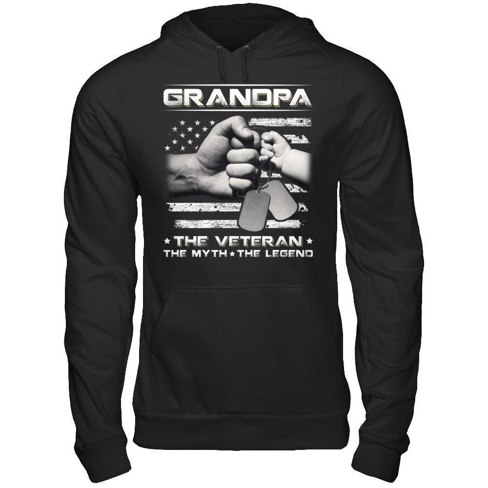 Grandpa The Veteran The Myth The Legend-T-Shirt & Hoodie-Pullover Hoodie-Black
