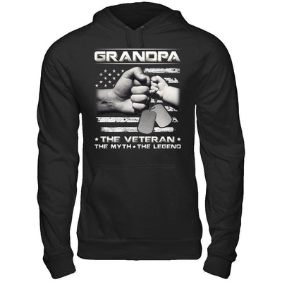 Grandpa The Veteran The Myth The Legend-T-Shirt & Hoodie-Pullover Hoodie-Black