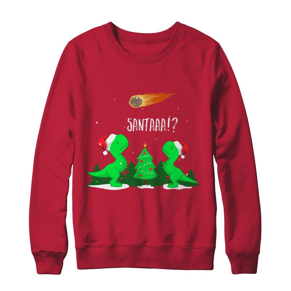 Funny Christmas Dinosaur Gift Cool Dinosaurs Lovers-T-Shirt & Sweatshirt-Crewneck Sweatshirt-Red