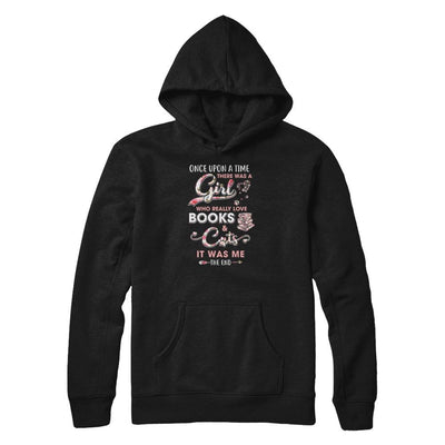 There Was A Girl Who Really Loved Books And Cats-T-Shirt & Tank Top-Pullover Hoodie-Black
