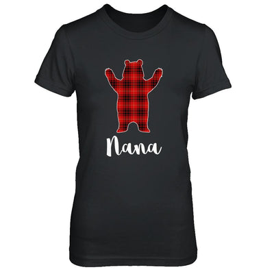 Red Nana Bear Buffalo Plaid Family Christmas Pajamas-T-Shirt & Sweatshirt-Women's T-Shirt-Black