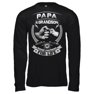 Motocross Papa And Grandson Riding Partners For Life-T-Shirt & Hoodie-Long Sleeve T-Shirt-Black