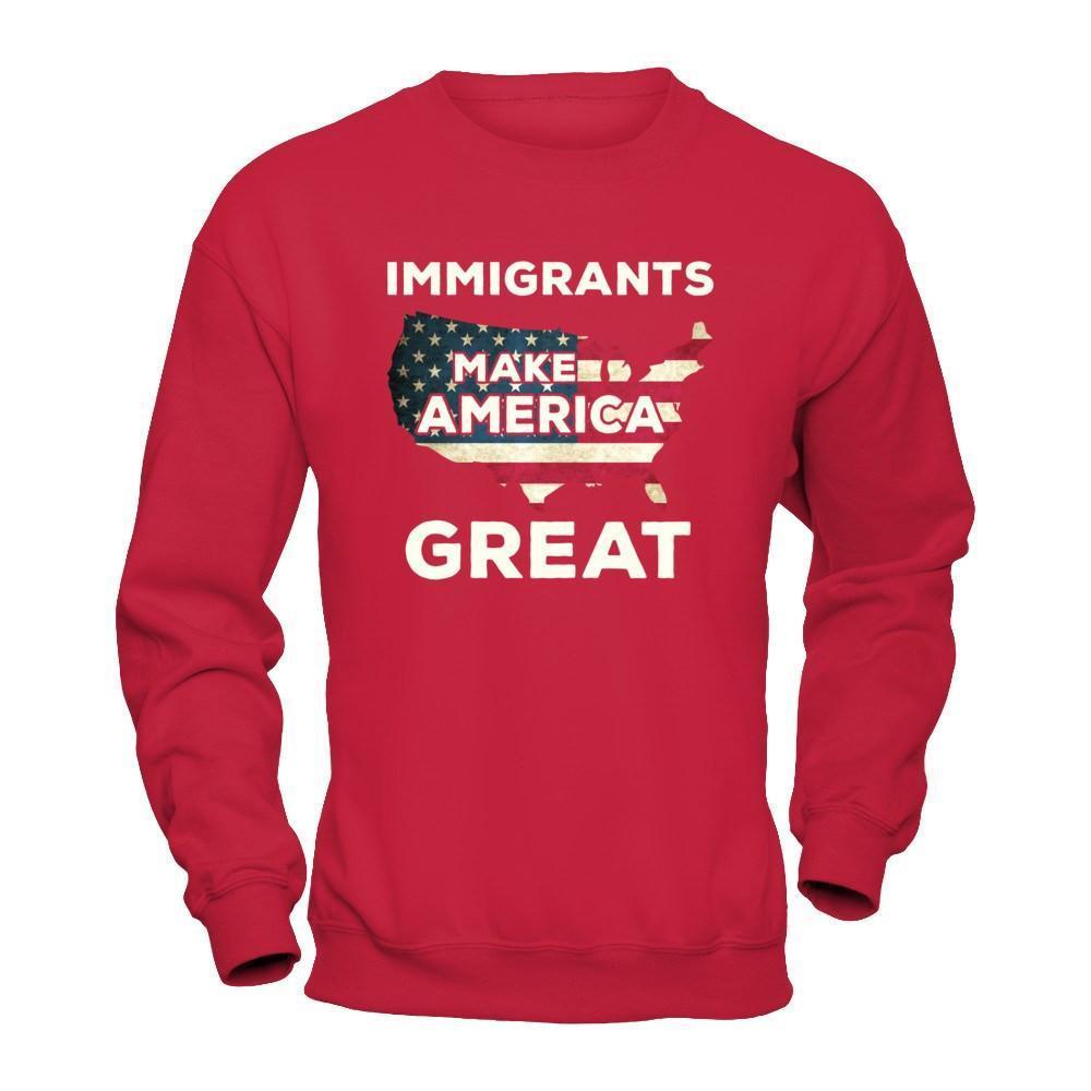 Immigrants Make American Great-T-Shirt & Hoodie-Crewneck Sweatshirt-Red