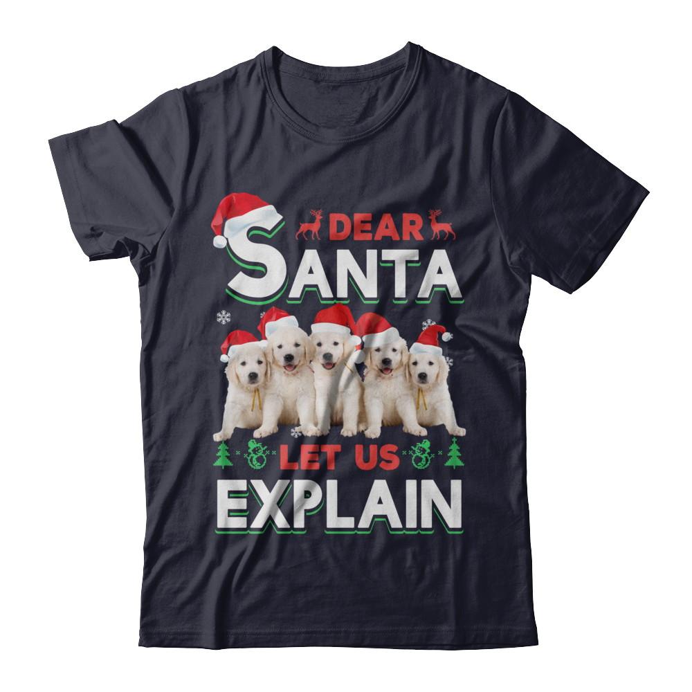 Dear Santa Funny Golden Retriever Puppies Christmas Gift-T-Shirt & Hoodie-Premium T-Shirt-Midnight Navy