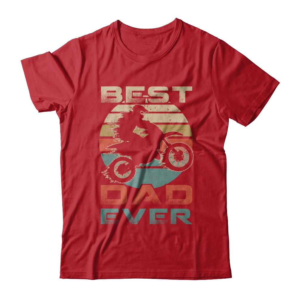 Vintage Best Motocross Dad Ever Gift Father's Day-T-Shirt & Hoodie-Classic T-Shirt-Red