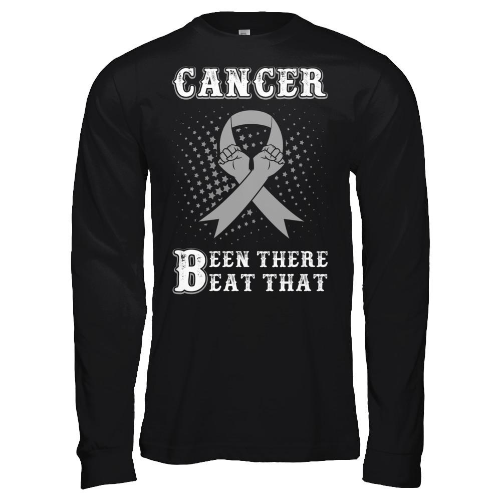 Brain Cancer Been There Beat That Grey Gray Awareness Ribbon-T-Shirt & Hoodie-Long Sleeve T-Shirt-Black