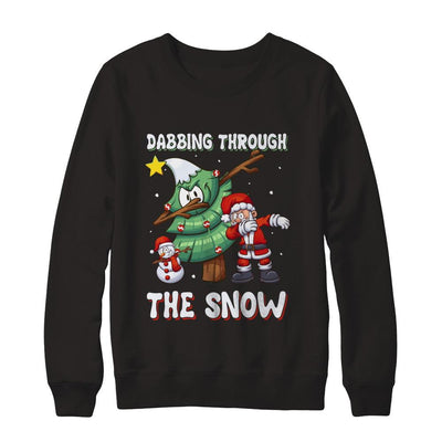 Dabbing Santa Snowman Christmas Tree-T-Shirt & Sweatshirt-Crewneck Sweatshirt-Black