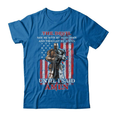Knight American The Devil Saw Me With My Head Down Veteran-T-Shirt & Hoodie-Classic T-Shirt-Royal
