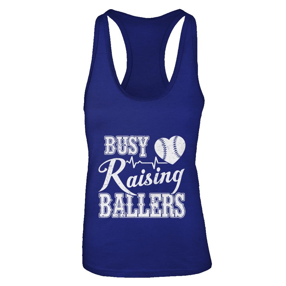 Busy Raising Ballers Baseball-T-Shirt & Tank Top-Women's Ideal Racerback Tank-Royal
