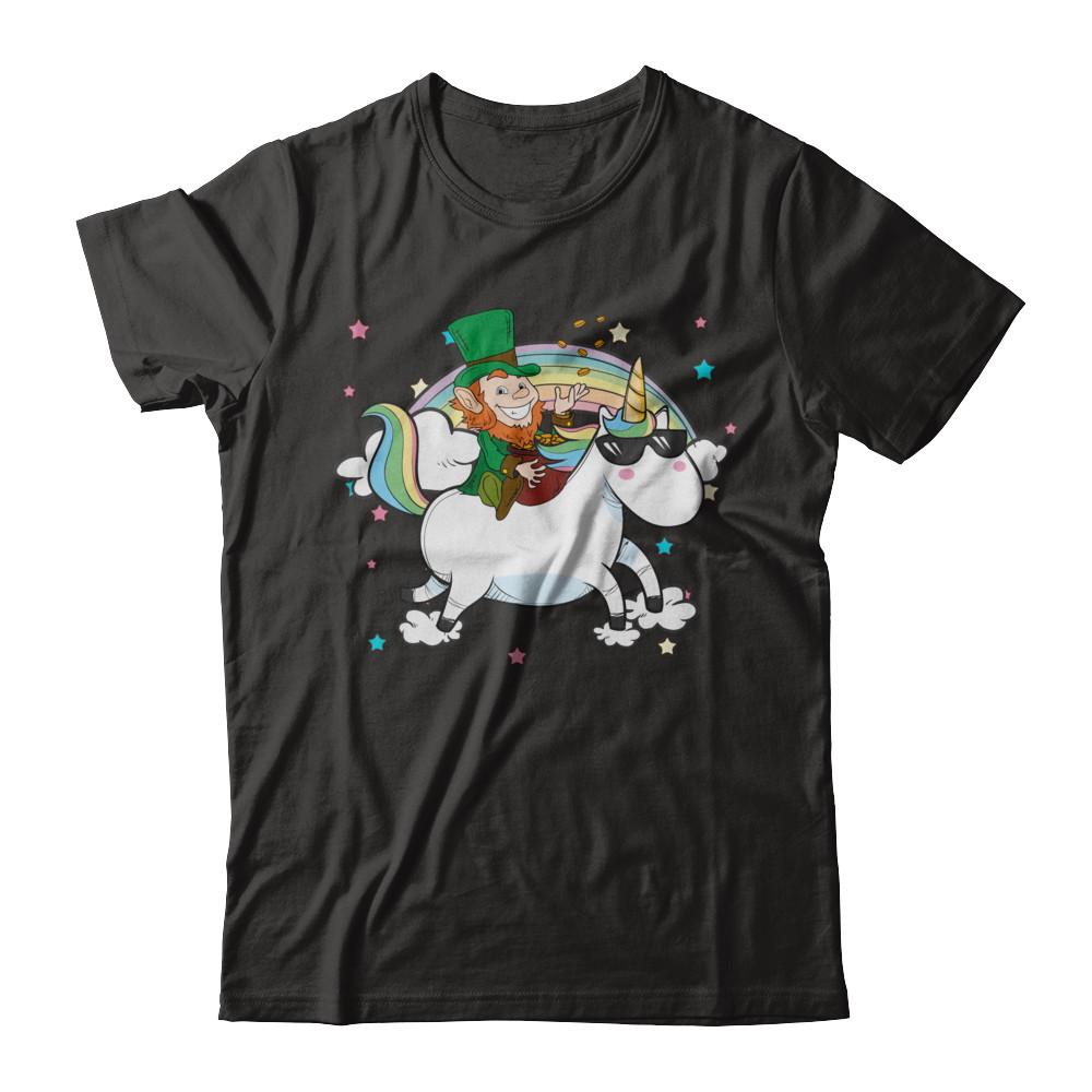 St Patrick's Day Lepricorn Leprechaun Riding Unicorn-T-Shirt & Hoodie-Premium T-Shirt-Black