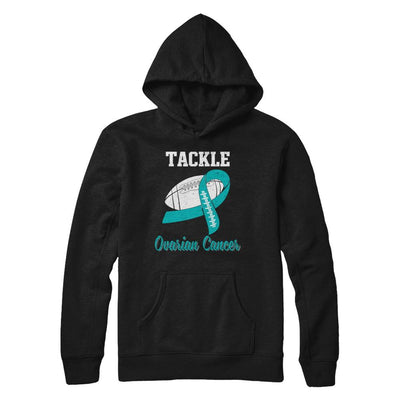 Football Survivor Tackle Teal Ovarian Cancer Awareness-T-Shirt & Hoodie-Pullover Hoodie-Black