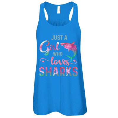 Just A Girl Who Loves Sharks Shark Lover-T-Shirt & Tank Top-Women's Flowy Racerback Tank-True Royal