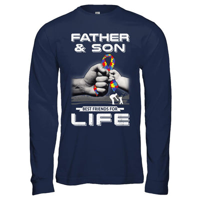 Autism Awareness Father And Son Best Friends For Life-T-Shirt & Hoodie-Long Sleeve T-Shirt-Navy