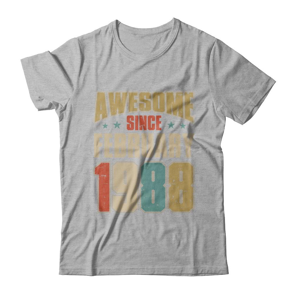 Vintage Retro Awesome Since February 1988 33th Birthday-T-Shirt & Hoodie-Premium T-Shirt-Heather Gray
