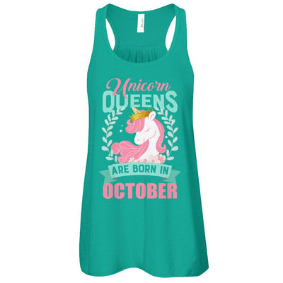 Unicorn Queens Are Born In October Birthday Gift-T-Shirt & Tank Top-Women's Flowy Racerback Tank-Kelly