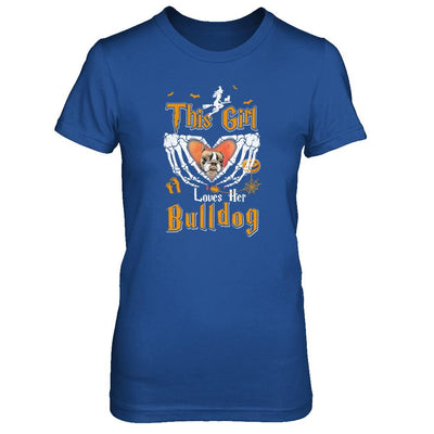 This Girl Love Her Dog Bulldog Halloween-T-Shirt & Tank Top-Women's T-Shirt-Royal