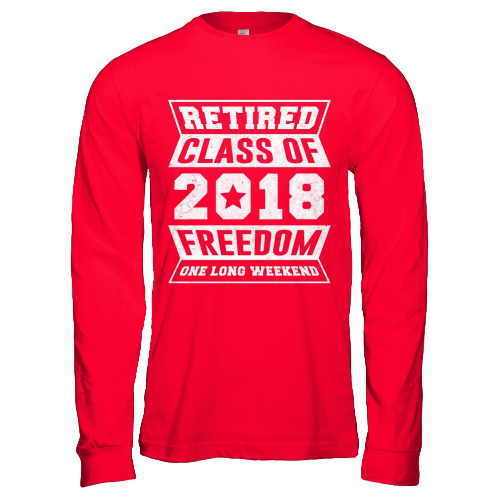 Retired 2018 Funny Retirement-T-Shirt & Hoodie-Long Sleeve T-Shirt-Red