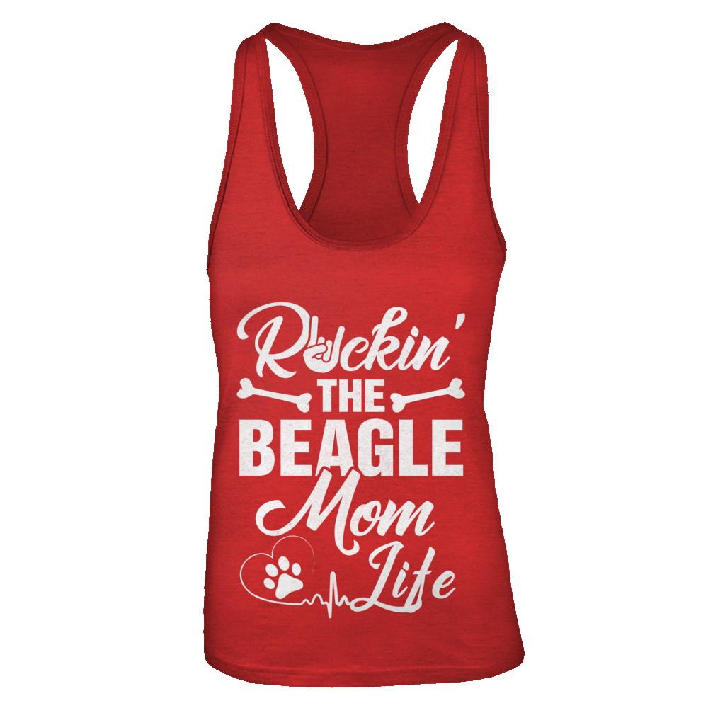 Rockin The Beagle Mom Life-T-Shirt & Tank Top-Women's Ideal Racerback Tank-Red