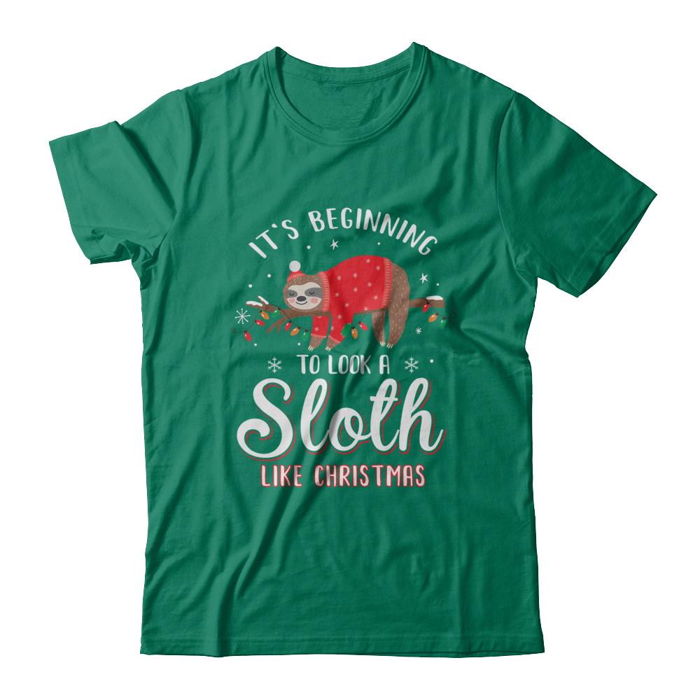 It's Beginning To Look A Sloth Like Christmas Gifts-T-Shirt & Sweatshirt-Classic T-Shirt-Kelly Green