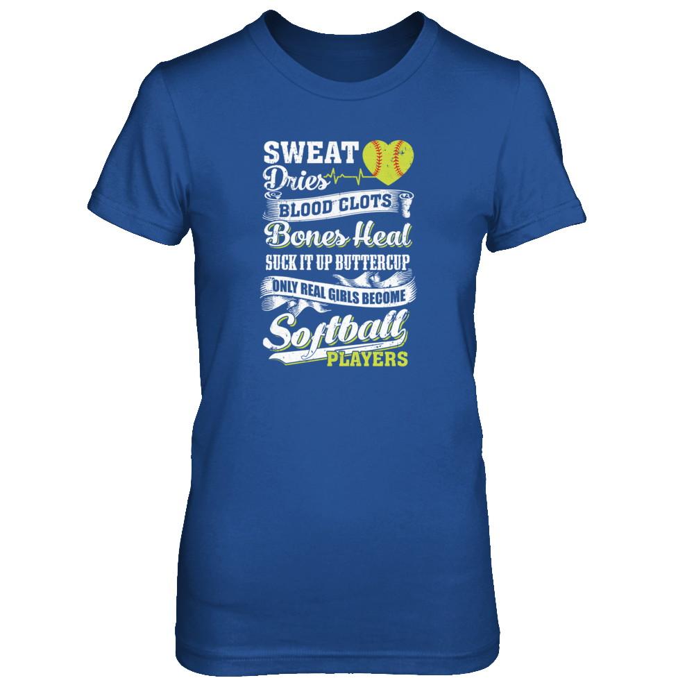 Real Girls Become Softball Players-T-Shirt & Tank Top-Women's T-Shirt-Royal