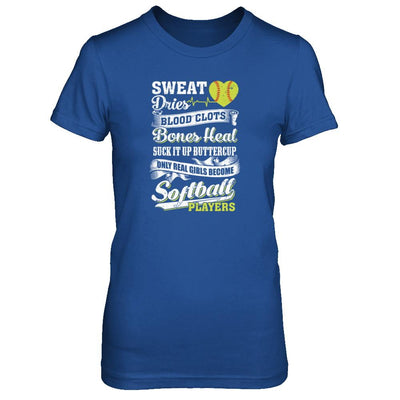 Real Girls Become Softball Players-T-Shirt & Tank Top-Women's T-Shirt-Royal