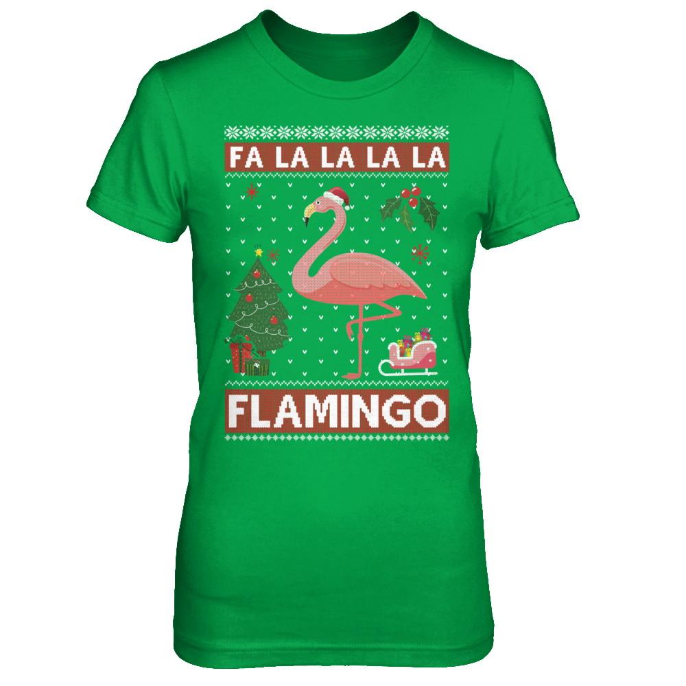 Cute Pink Flamingo Santa Hat Merry Christmas Sweater-T-Shirt & Sweatshirt-Women's T-Shirt-Irish Green