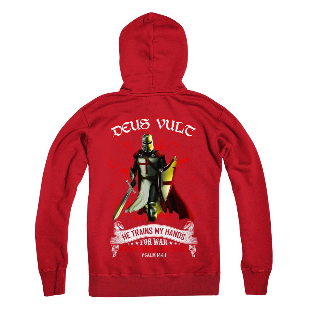 Knight Templar Deus Vult He Trains My Hands For War-T-Shirt & Hoodie-Pullover Hoodie-Red