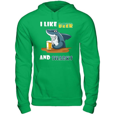 I Like Beer And Sharks-T-Shirt & Hoodie-Pullover Hoodie-Irish Green