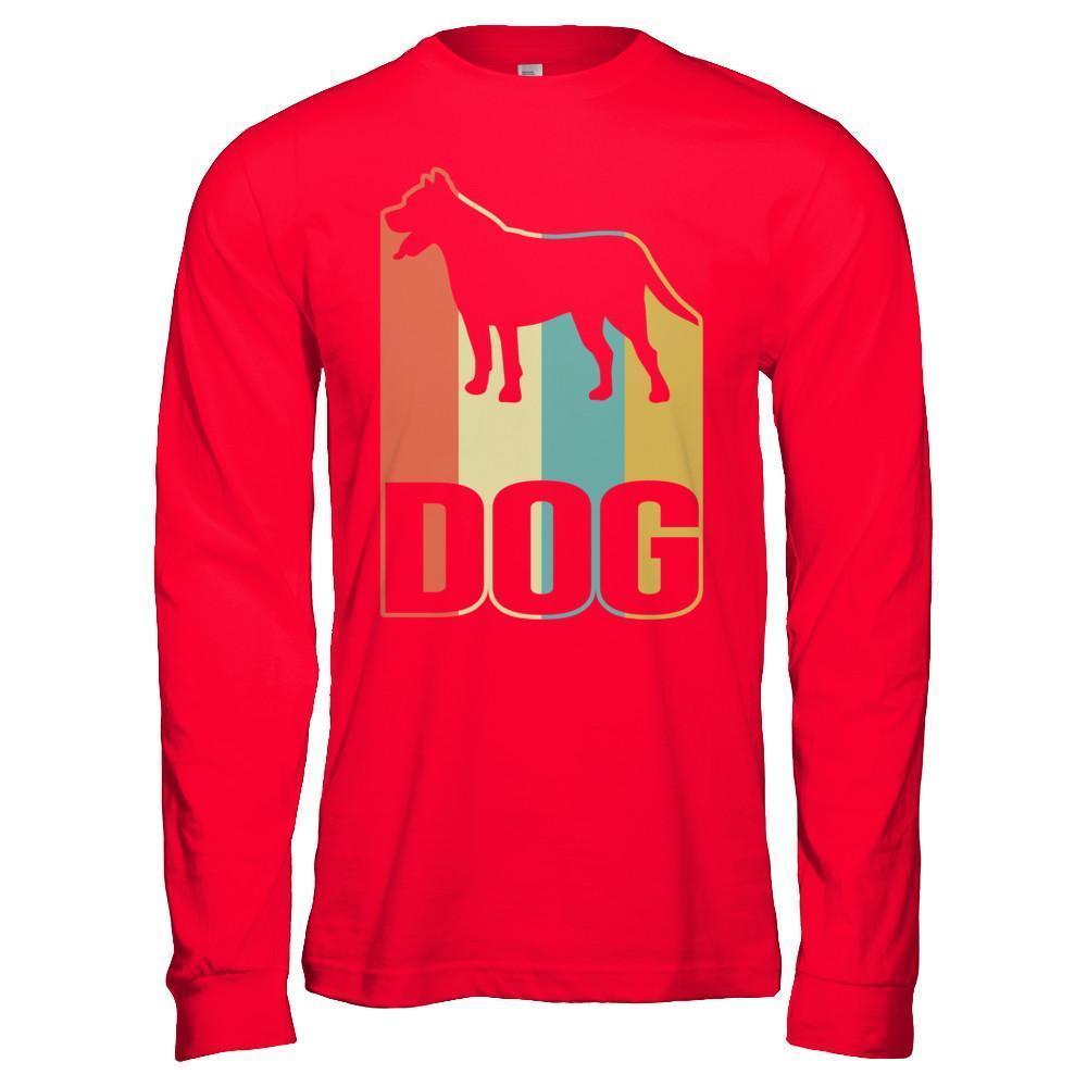 Classic Vintage Retro Style Dog-T-Shirt & Hoodie-Long Sleeve T-Shirt-Red