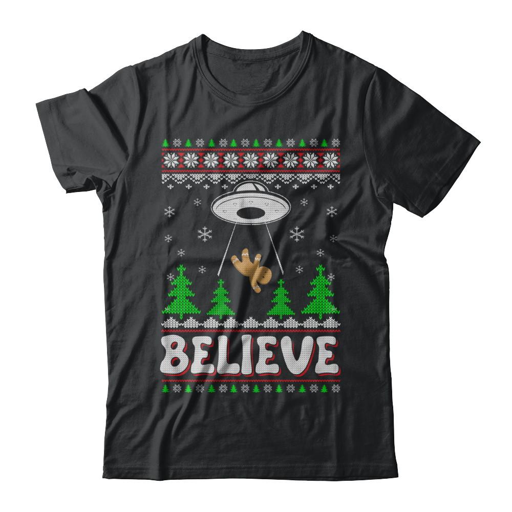 Believe UFO Gingerbread Ugly Christmas Sweater