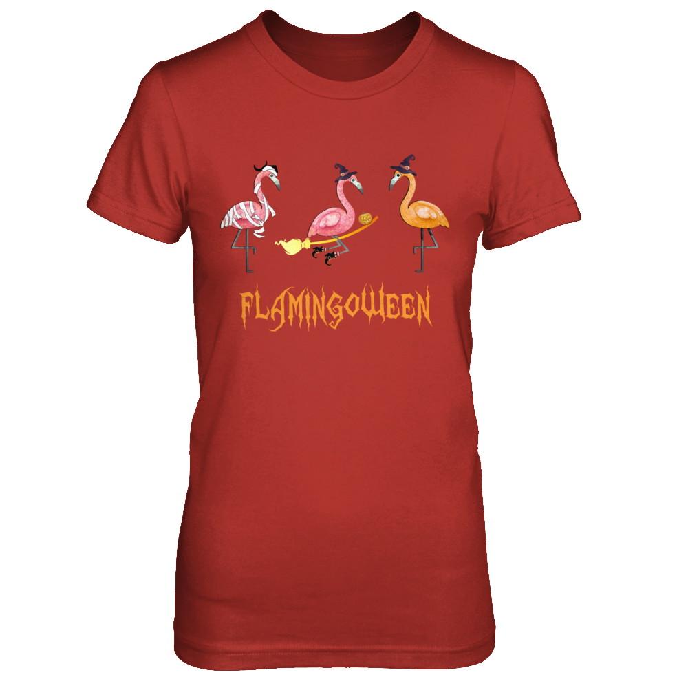 Funny Flamingoween Flamingo Halloween Gifts-T-Shirt & Hoodie-Women's T-Shirt-Red