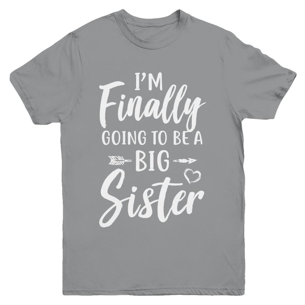 Cute I Am Finally Going To Be A Big Sister Youth-Youth Shirt-Youth T-Shirt-Sport Grey