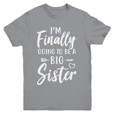 Cute I Am Finally Going To Be A Big Sister Youth-Youth Shirt-Youth T-Shirt-Sport Grey