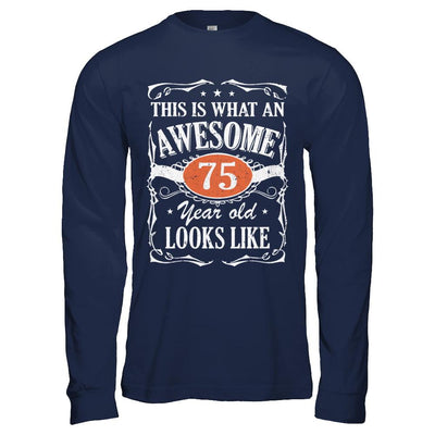 Vintage This Is What An Awesome 75 Year Old 1946 Birthday-T-Shirt & Hoodie-Long Sleeve T-Shirt-Navy