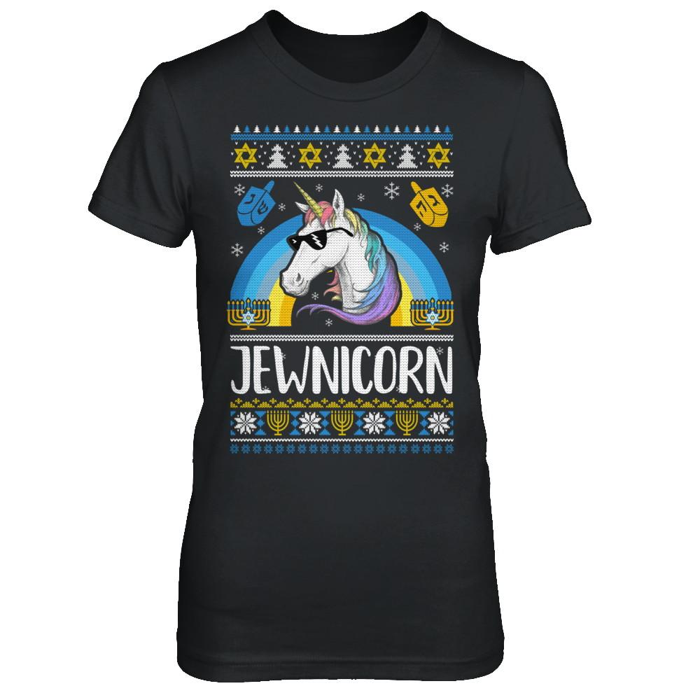 Jewnicorn Funny Jewish Unicorn Hanukkah Chanukah Sweater-T-Shirt & Sweatshirt-Women's T-Shirt-Black