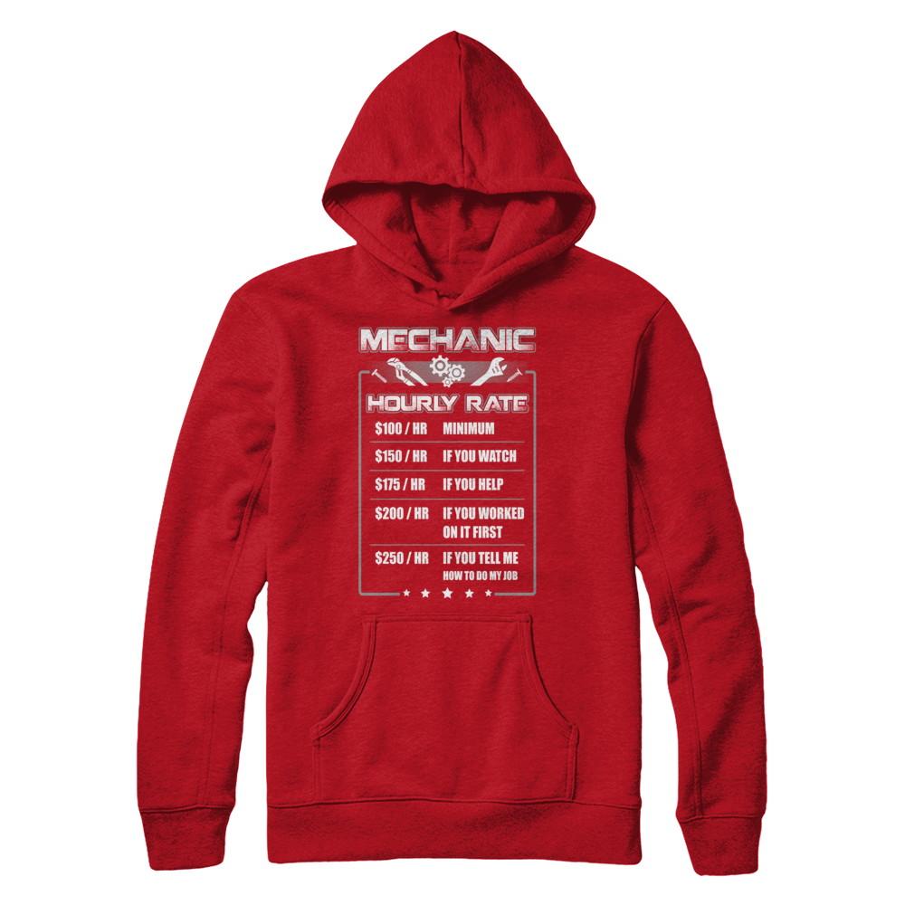 Funny Mechanic Hourly Rate-T-Shirt & Hoodie-Pullover Hoodie-Red