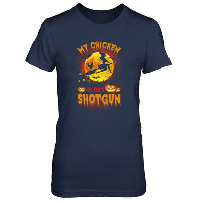 My Chicken Rides Shotgun Halloween Chicken-T-Shirt & Tank Top-Women's T-Shirt-Navy