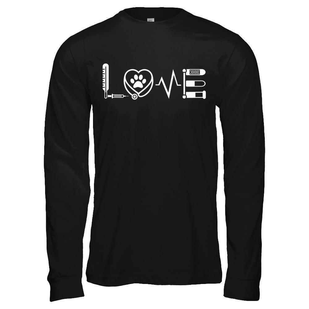 Veterinarian Vet Tech Sign Love-T-Shirt & Hoodie-Long Sleeve T-Shirt-Black