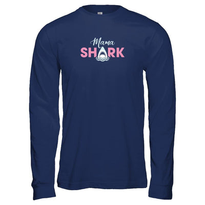 Mama Shark Lovers Best Mom-T-Shirt & Tank Top-Long Sleeve T-Shirt-Navy