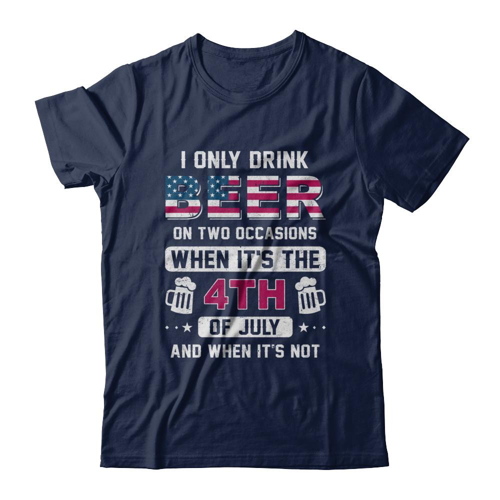 Funny Drinking Beer 4Th Of July Party American Flag-T-Shirt & Hoodie-Classic T-Shirt-Navy